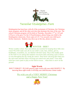December Kindergarten News 2015