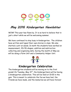 May Kindergarten Newsletter 2016