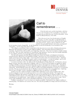 Call to Remembrance