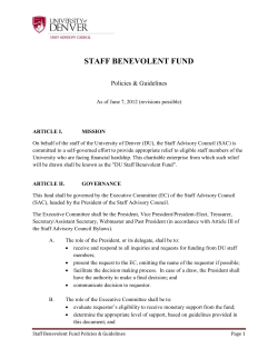 Staff Advisory Council Benevolent Fund Policies and Guidelines (PDF)