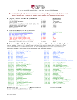 Bachelor of Arts, Environmental Science