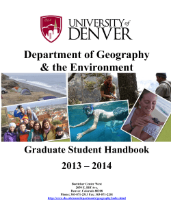Geography Graduate Handbook 2013-2014