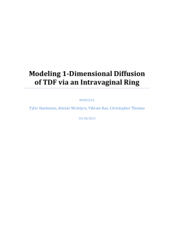Modeling 1-Dimensional Diffusion of TDF via an Intravaginal Ring