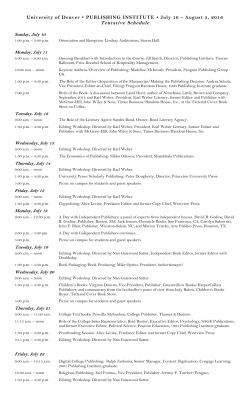 2016 Tentative Schedule