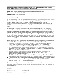Chancellor Provost's Oct 4, 2010 statement