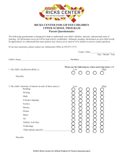 Parent Questionnaire