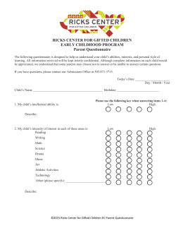 EC Parent Questionnaire