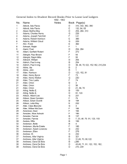 General Index to Student Record Books Prior to Loose Leaf Ledgers