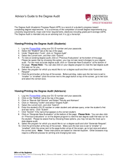 Advisor’s Guide to the Degree Audit