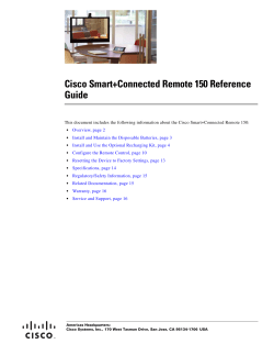 Cisco Smart+Connected Universal Remote 150 Reference Guide