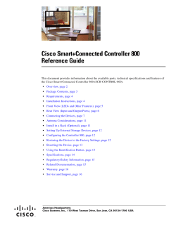 Cisco Smart+Connected Controller 800 Reference Guide