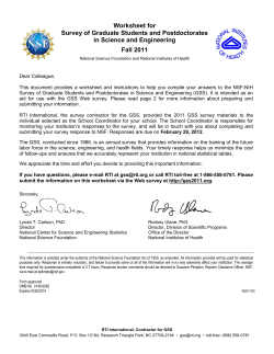Worksheet for Survey of Graduate Students and Postdoctorates in Science and Engineering: Fall 2011
