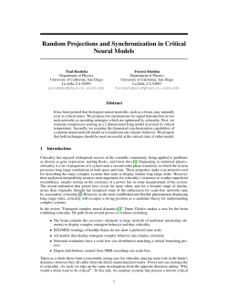 Random Projections and Synchronization in Critical Neural Models