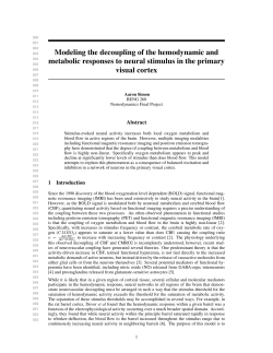 Modeling the decoupling of the hemodynamic and metabolic responses to neural stimulus in the primary visual cortex