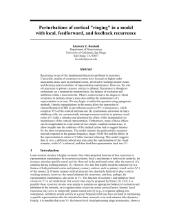 Perturbations of cortical "ringing" in a model with local, feedforward, and feedback recurrence
