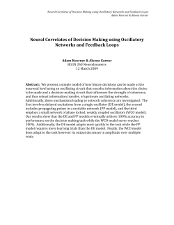 Neural correlates of decision making using oscillatory networks and feedback loops