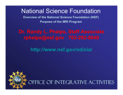Overview of the National Science Foundation and the MRI Program