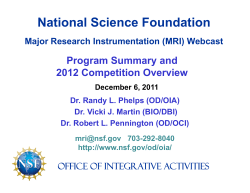 MRI Program Overview Webcast (December 6, 2011)