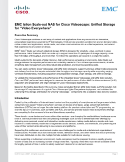 EMC Isilon Scale-out NAS for Cisco Videoscape: Unified Storage for &ldquo;Video Everywhere&rdquo;