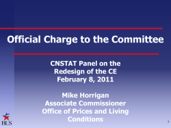 Official Charge to Committee: CNSTAT Panel on the Redesign of the CE