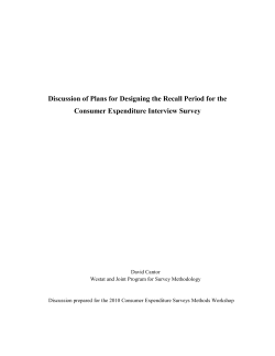 Discussion of Plans for Designing the Recall Period for the Consumer Expenditure Interview Survey