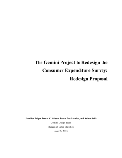 The Gemini Project to Redesign the Consumer Expenditure Survey: Redesign Proposal