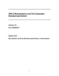 OPCL Requirements for the Consumer Expenditure Survey