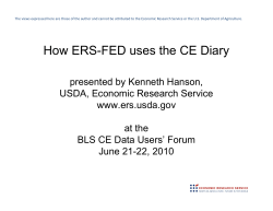 How ERS FED uses the CE Diary