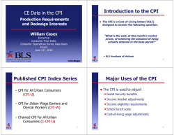 CE Data in the CPI Production Requirements and Redesign Interests