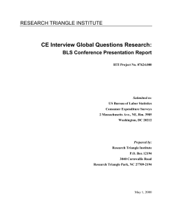 CE Interview Global Questions Research: BLS Conference Presentation Report