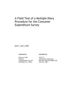 Field Test of a Multiple Diary Procedures for the Consumer Expenditure Survey