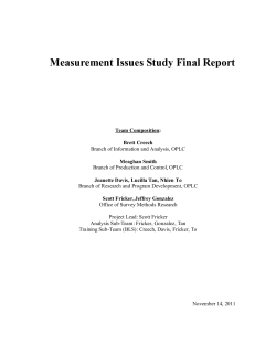 Measurement Issues Study Final Report