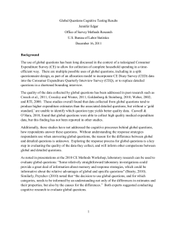 Global Questions Cognitive Testing Results