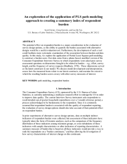 An Exploration of the Application of PLS Path Modeling Approach to Creating a Summary Index of Respondent Burden