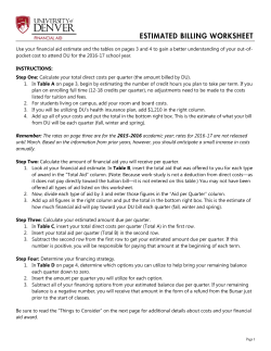 Estimated Billing Worksheet