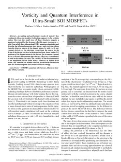 M. J. Gilbert and D. K. Ferry,"Vorticity and Quantum Interference in Ultra-Small SOI MOSFETs," IEEE Transactions on Nanotechnology , 4 , 355 (2005).