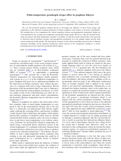 M. J. Gilbert ,"Finite Temperature Pseudospin Torque Effect in Graphene Bilayers," Physical Review B 82 , 165408 (2010).