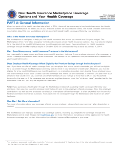 New Health Insurance Marketplace Coverage Options and Your Health Coverage