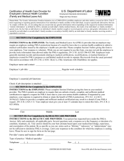 FMLA Certification of Health Care Provider for Employee