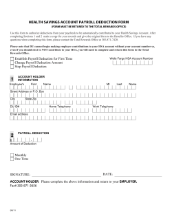 Health Savings Account (HSA) Payroll Deduction Form