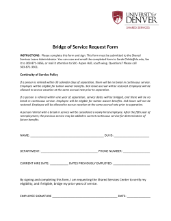 Continuity of Service