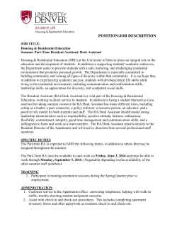 Part-time RA Job Description