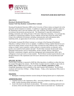 Full-Time RA Job Description