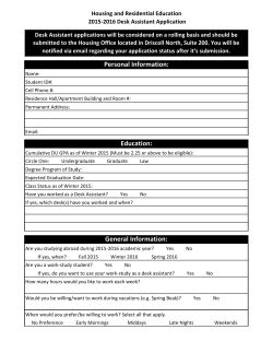 Desk Assistant Job Application