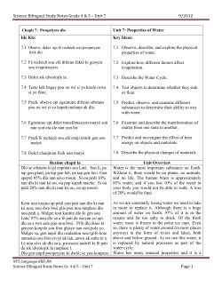 Unit 7: Properties of Water