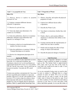 Unit 7: Properties of Water