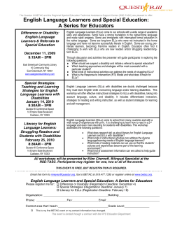 ELLs and Special Ed Educators Series - Difference or Disability: English Language Learners Referrals to Special Education