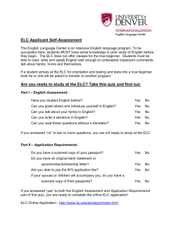 ELC Applicant Self-Assessment