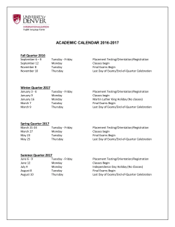 Detailed 2016-2017 Academic Calendar