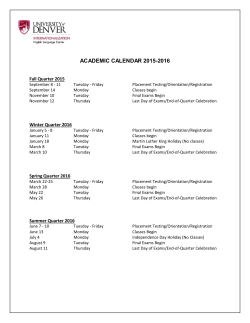 Detailed 2015-2016 Academic Calendar